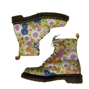 Dr Martens 1460 Pascal Daisy Flower‎ Combat Boots Rare Y2K Hippiecore 6